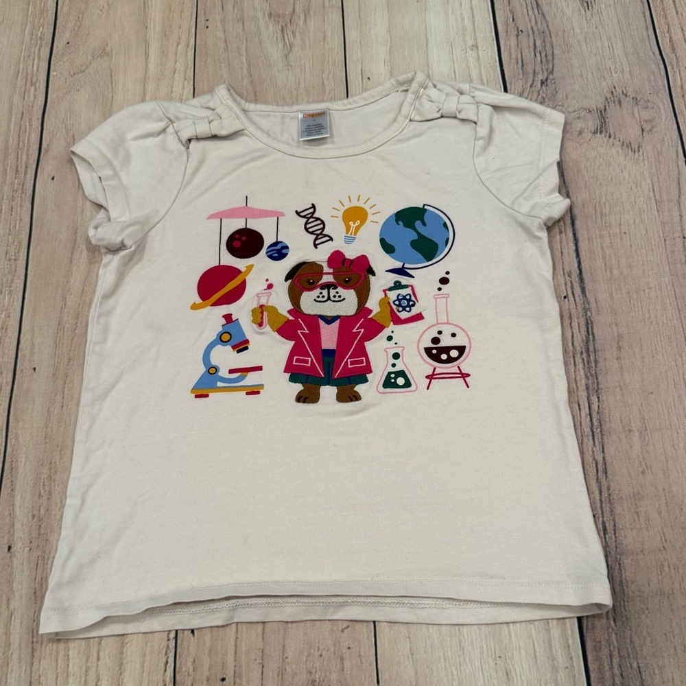 GYMBOREE girls Science Themed Cream T-Shirt/size 7